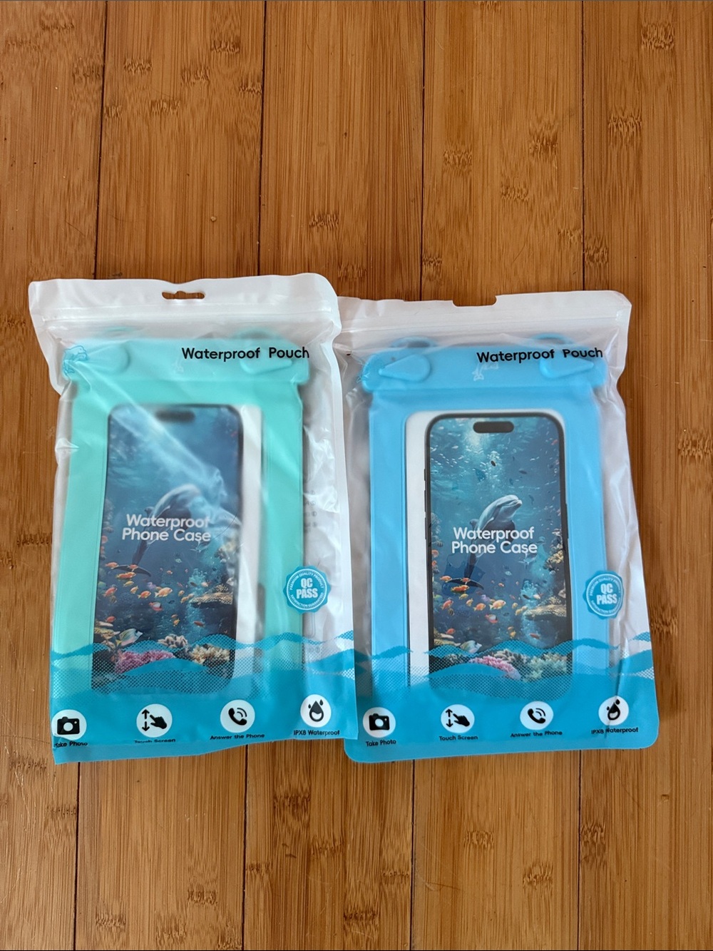 Universal Waterproof Phone Pouch - Blue/Turquoise (2 Pack)